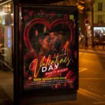 An eye-catching invitation template for a "Valentine's Day Couple" gala, featuring sophisticated typography and high-quality graphics for a premium dinner event.