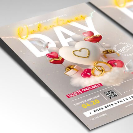 A customizable event flyer for February 14, 2026, showcasing a luxurious gold and crimson color palette with elegant typography for a premium party.