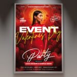 A professional Valentine's Day Event 2026 PSD Template featuring 3D romantic elements, vibrant crimson lighting, and modern 2026 typography.