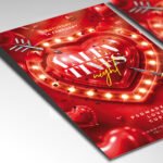 A customizable modern Valentine's party flyer for 2026 showcasing a high-contrast neon and black color scheme with high-quality digital lighting effects.