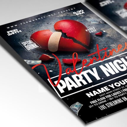 A customizable nightlife event flyer showcasing a high-energy dark background with sparkling light effects and elegant holiday branding.