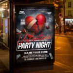 An eye-catching invitation template for a "Valentine's Party Night" event, featuring a modern layout and high-resolution graphics for nightclub promotion.