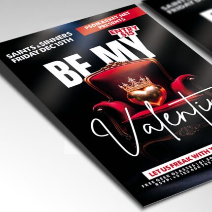 A customizable high-energy Valentine night club flyer for 2026 showcasing a passionate pink and gold color palette with professional lighting effects.