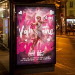 An eye-catching invitation template for a "Be My Valentine" event, featuring a clean, organized layout for luxury restaurant and gala promotion.