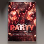 A professional Crazy Event Night Flyer Template featuring explosive 3D graphic elements, vibrant neon lighting, and bold distorted typography for a wild club night.
