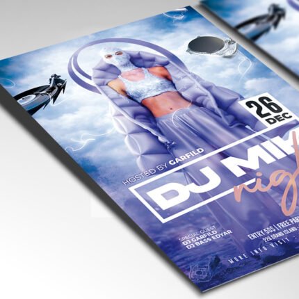 A customizable headliner event flyer for 2026 showcasing a vibrant amber and cobalt color palette with professional club lighting effects.