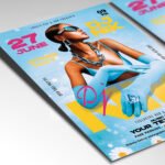 A customizable high-energy music flyer showcasing an electric purple and neon green color palette with professional club lighting effects.