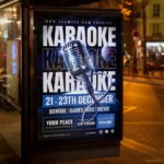 An eye-catching invitation template for a "Karaoke Night 2026" party, featuring a modern layout and high-resolution visuals for bar and lounge promotion.