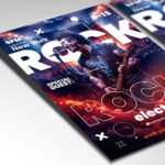 A customizable high-energy music flyer showcasing a fiery red and black color scheme with high-quality distressed paper effects.