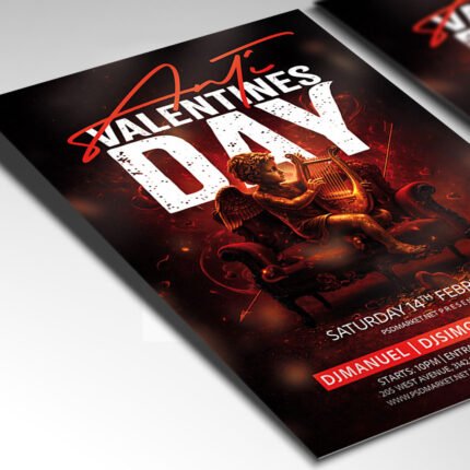 A customizable alternative Valentine night club flyer showcasing a "broken heart" aesthetic with professional-grade textures and cinematic lighting for 2026.