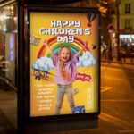 An atmospheric marketing flyer for a 2026 Children's Day celebration, featuring a bright, clean layout and professional design elements for social media.