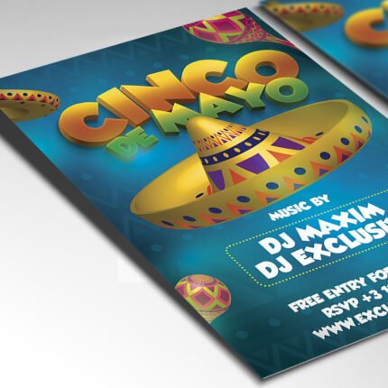 A customizable 2026 Cinco de Mayo celebration poster with professional lighting, warm orange and green tones, and editable Photoshop text layers.