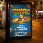 Detailed close-up of the Cinco de Mayo Celebration Flyer showing sharp textures of maracas and high-quality 300 DPI festive design elements for promoters.