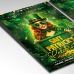 A customizable St. Patrick's Day celebration flyer for 2026 showcasing a high-end festive aesthetic with cinematic light flares and modern typography.
