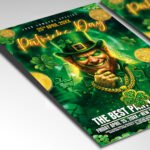 A customizable high-end St. Paddy’s flyer for 2026 showcasing an electric green aesthetic with professional cinematic light flares and bold typography.