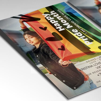 A customizable 2026 Pride party flyer showcasing inclusive design elements, shimmering textures, and high-definition rainbow gradients for club promotion.