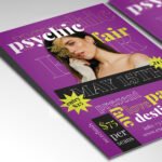 A customizable high-end spiritual expo flyer showcasing a mystical aesthetic with high-definition esoteric icons and modern professional typography.