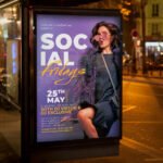 An eye-catching invitation for a signature "Social Fridays" event with a clean metropolitan layout and high-resolution design elements for event promoters.