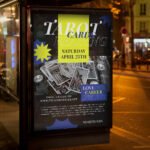 An atmospheric marketing flyer for a 2026 "Tarot Cards" reading night, featuring a dark, high-gloss aesthetic and professional design elements.