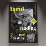 A professional Tarot Reading Flyer PSD Template featuring cinematic candles, mystical moon phases, and high-definition tarot cards on a dark, elegant background.