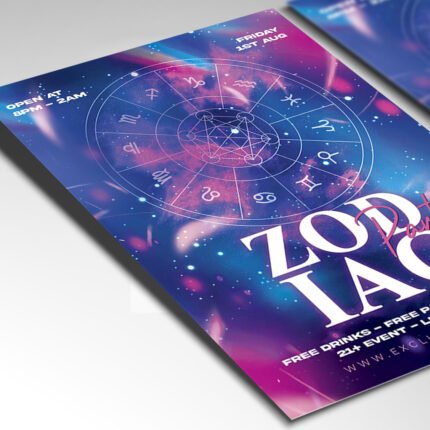 A customizable astrology-themed event flyer for 2026 featuring a mystical galaxy aesthetic with cosmic light flares and high-definition nebula textures.
