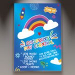 A vibrant Children's Day Carnival Flyer PSD Template featuring a ferris wheel, colorful bunting, and playful 2026 design elements for a family fair.