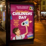 High-impact Children's Day 2026 celebration flyer showing sharp 300 DPI festive design elements and bold typography for school and community events.