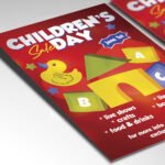 A customizable 2026 kids' shopping promotion flyer in PSD format with high-definition textures and organized Photoshop layers for easy editing.