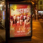 An eye-catching "Christmas in July 2026" party invitation featuring a sleek high-gloss finish and modern festive typography for beach clubs and bars.