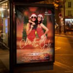 An eye-catching "Christmas in July 2026" party invitation featuring a sleek high-gloss finish and modern high-energy typography for clubs and beach bars.