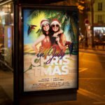 An eye-catching "Christmas in July 2026 Madness" party invitation featuring a sleek high-gloss finish and aggressive high-energy typography for nightlife events.