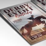 A customizable 2026 horse racing event poster showcasing luxury textures, cinematic light leaks, and sophisticated organized Photoshop layers.