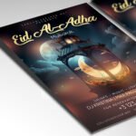A customizable 2026 Eid Mubarak event poster in PSD format with high-definition textures, glowing light effects, and organized Photoshop layers.