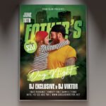 A professional Father's Day Night Flyer PSD Template for 2026, featuring a sleek dark aesthetic, cinematic gold accents, and bold masculine typography for a late-night event.