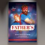 A professional Father's Day Party Flyer PSD Template for 2026 featuring a lively backyard BBQ aesthetic, vibrant colors, and modern bold typography.