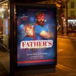 An eye-catching Father's Day 2026 invitation template showing sharp 300 DPI design quality and a professional layout for restaurant and family parties.