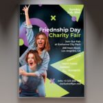 A professional Friendship Day Fair Flyer PSD Template for 2026 featuring vibrant festival colors, community-themed graphics, and modern bold typography.