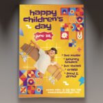A professional Happy Children's Day Flyer PSD Template for 2026, featuring vibrant colors, playful 3D balloons, and cheerful character illustrations.