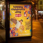 An eye-catching "Happy Children's Day 2026" event invitation featuring a sleek high-gloss finish and modern playful design elements for social media.