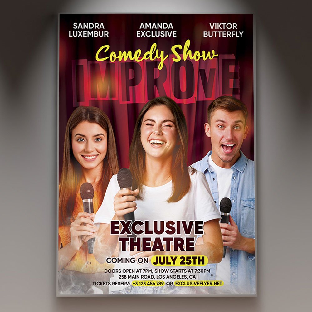 improve-comedy-show-flyer-psd-template-1 Improve Comedy Show Flyer PSD Template - Image 1