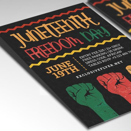 A customizable 2026 Juneteenth event poster in PSD format with high-definition lighting, elegant cultural textures, and organized Photoshop layers.