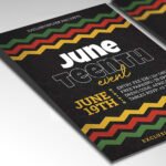 A customizable 2026 Juneteenth event poster in PSD format with high-resolution graphics, freedom-themed symbols, and organized Photoshop layers.