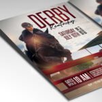 A customizable 2026 Kentucky Derby event poster with high-definition horse racing graphics, mint julep icons, and organized Photoshop layers.