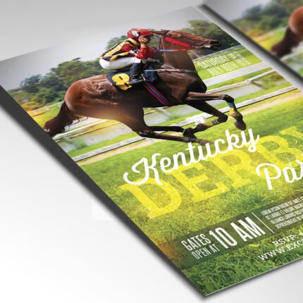 A customizable 2026 Kentucky Derby event poster showcasing a luxury equestrian aesthetic with gold accents and high-definition racing textures.