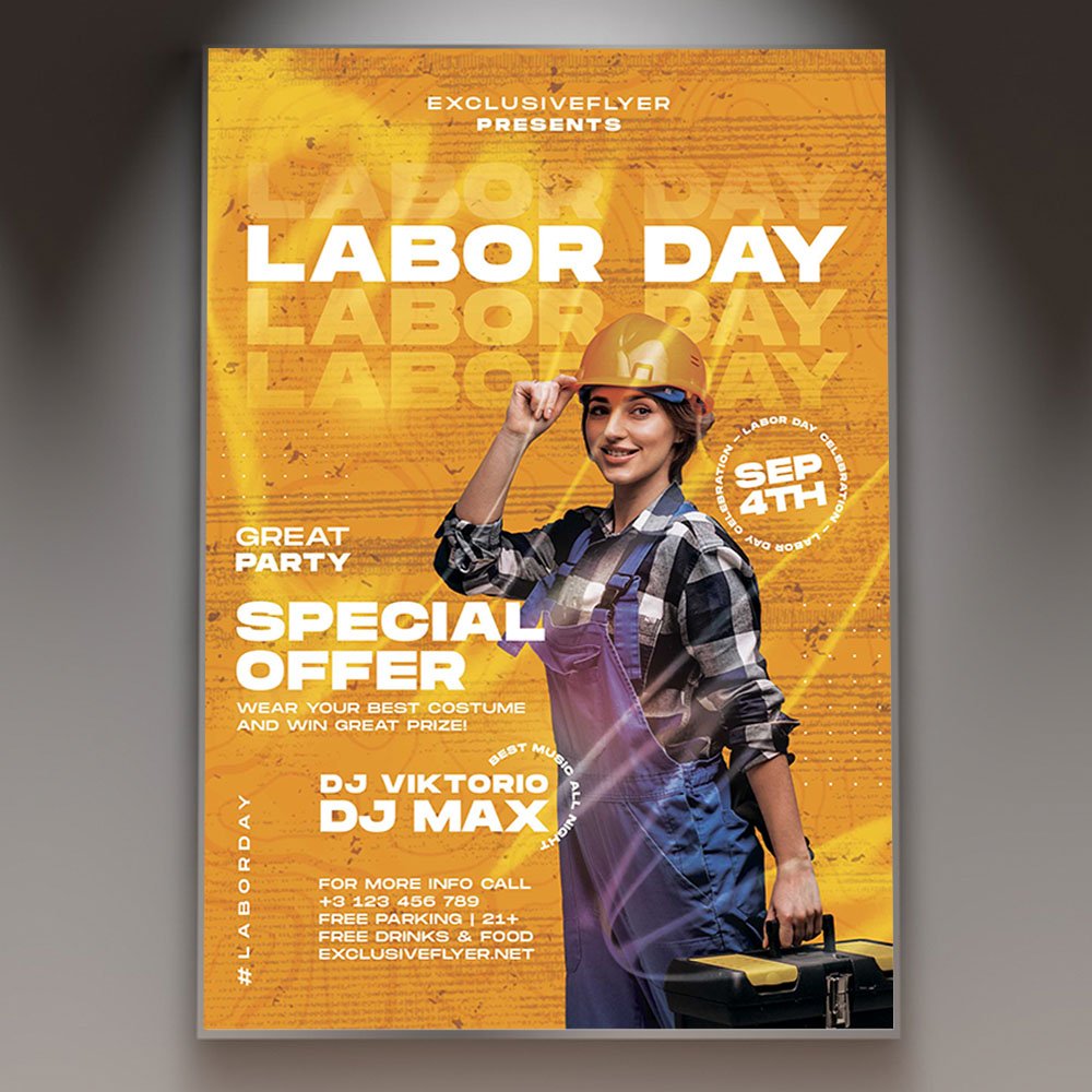 labor-day-event-flyer-psd-template-1 A professional Labor Day Event Flyer PSD Template for 2026 featuring a sophisticated Americana theme, warm cinematic lighting, and bold modern typography.