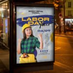 An eye-catching "Labor Day Fair 2026" invitation design showing sharp 300 DPI resolution and a premium layout for community festivals and street fairs.