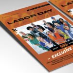 Customizable 2026 Labor Day weekend party poster in PSD format with high-resolution textures, organized folders, and cinematic club lighting.