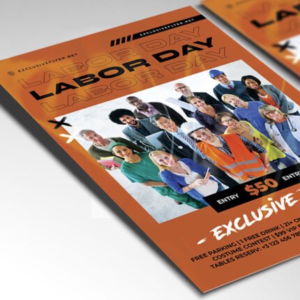 Customizable 2026 Labor Day weekend party poster in PSD format with high-resolution textures, organized folders, and cinematic club lighting.