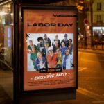 Premium "Labor Day Party 2026" invitation design showing 300 DPI print-ready layout and stylish festive elements for nightclubs and beach bars.