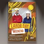 A professional Labor Day Weekend Flyer PSD Template for 2026 featuring a sophisticated holiday theme, cinematic lighting, and bold modern typography.
